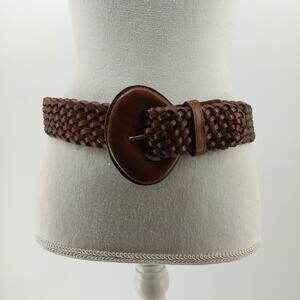 Women's Boho Braided Brown Leather Belt Sz S/M